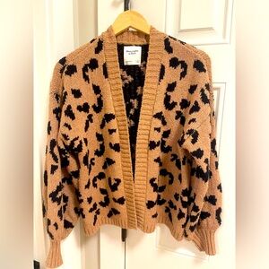 Abercrombie Knit Leopard Open Cardigan Size S